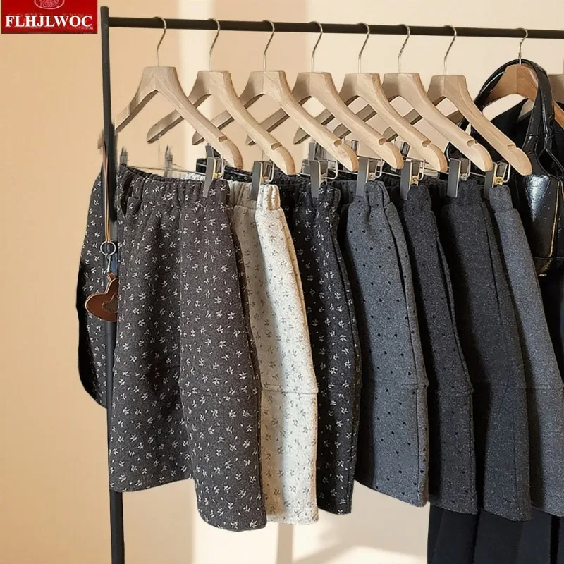 Saias de lã ano novo 2026 primavera mulher bonito japão meninas estilo preppy cintura alta elástica retro vintage preto bonito mini saia