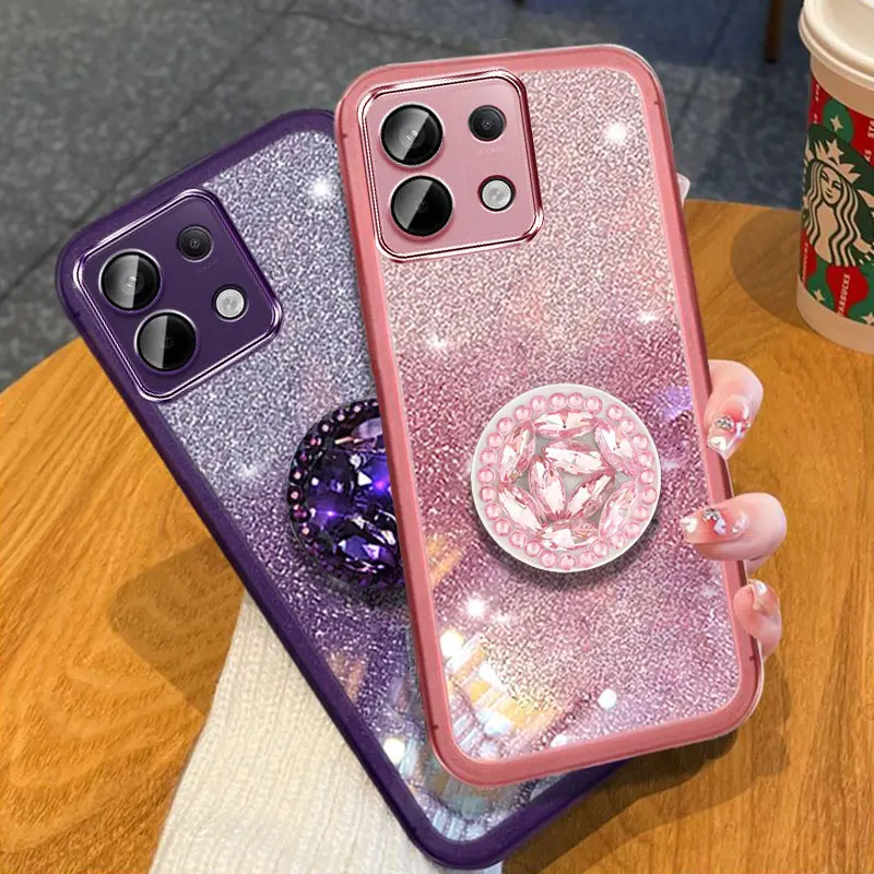 POCO M6 PRO Case Bling Glitter Lanyard,Luxury Diamond Holder Case For Xiaomi POCO M6 X6 Redmi Note13 pro + 4G Back Cover M6pro