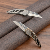 Retro Brass Keel Knife Sharp Titanium Alloy Folding Knife Keychain Pendant Fruit Knife Outdoor Camping Emergency Survival Tool