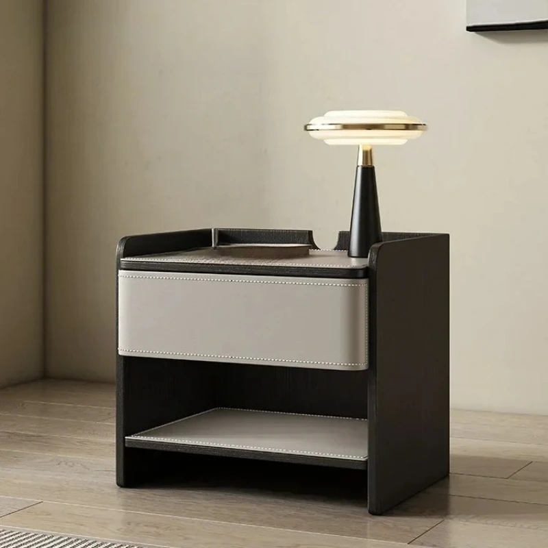 saddle leather bedside table Light master bedroom modern minimalist creative minimalist bedside table