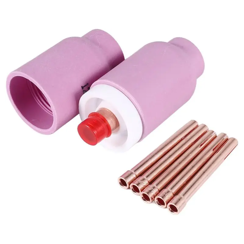 A51M-9Pcs TIG Welding Torch Large Long Gas Lens & Alumina Cup For WP17 WP18 WP26 TIG Collet Bodies Spares Kit Accessories