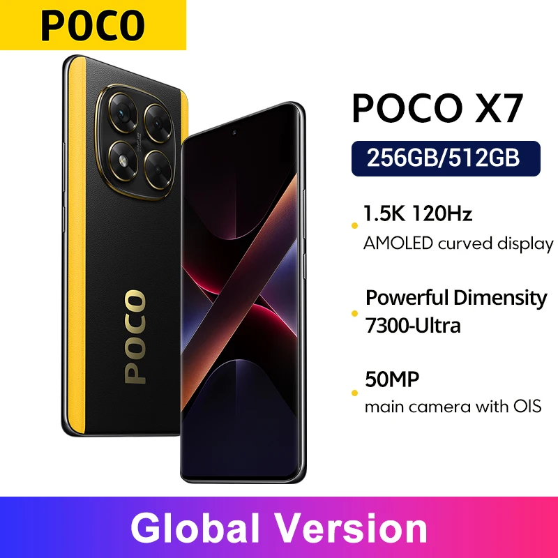 【Brand+】POCO X7 Smartphone Dimensity 7300-Ultra 6.67"120Hz AMOLED Display 45W 5110mAh 50MP Camera IP68 Xiaomi HyperOS NFC