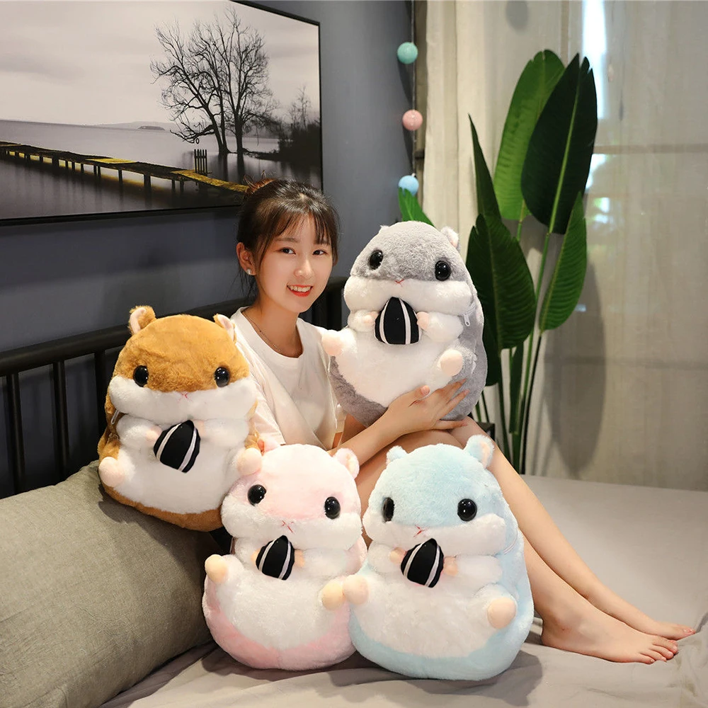 Lindo juguete de peluche de hámster 3 en 1, almohada de hámster multifunción, juguete cálido a mano con manta, regalo de cumpleaños para niños