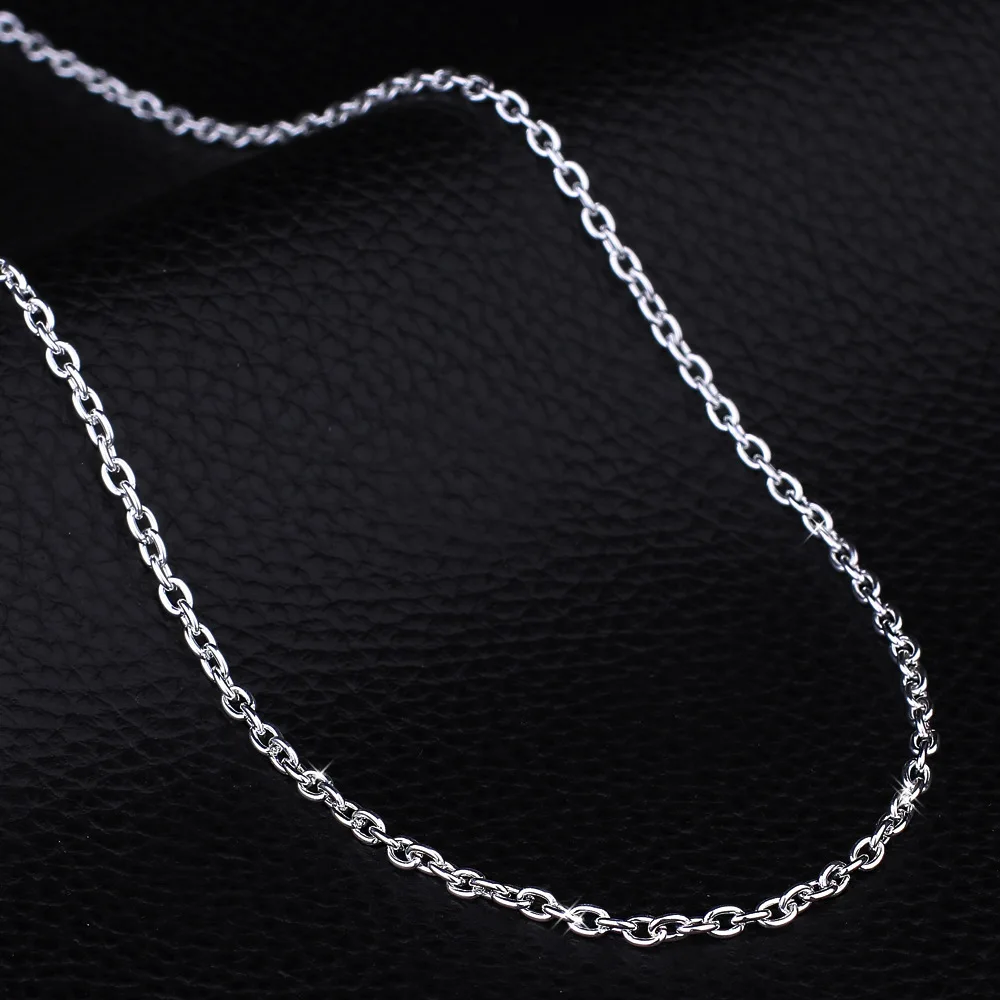 Collar de cadena de plata de ley 925 para hombres y mujeres, joyería DIY, 40cm, 45cm, 50cm, 1mm, 2mm, venta al por mayor, 5 unidades por lote