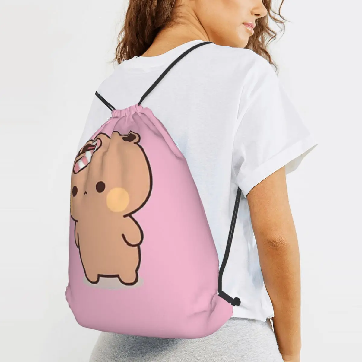 Panda Brownie Bear Mochi Cats  Backpacks Multi-function Drawstring Bags Sports Bag Book Bags for Travel Students