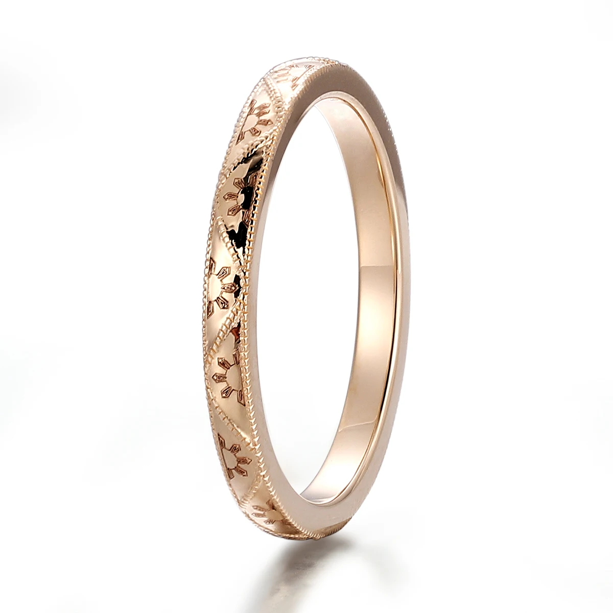 Provence 925 Sterling Silver Jewelry Milgrain Wedding Band Exquisite Engraving Yellow Gold Plated Band For Women Men view 3