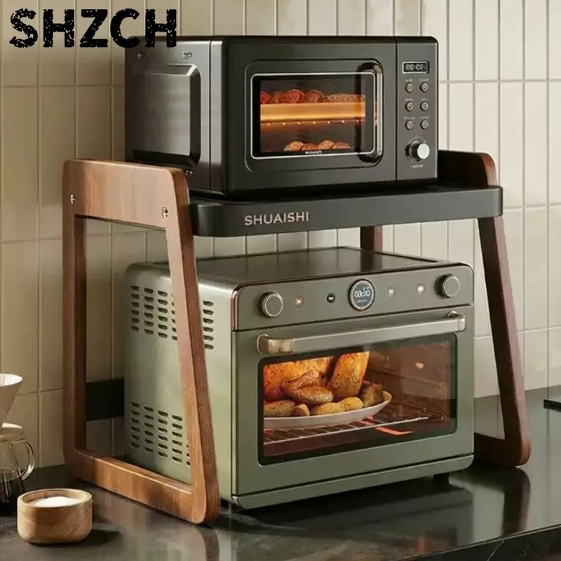 MidCentury Stainless Steel Microwave Stand for Kitchen Multifunctional Oven Organizer for Rice Cooker Rustproof Appliances Shelf