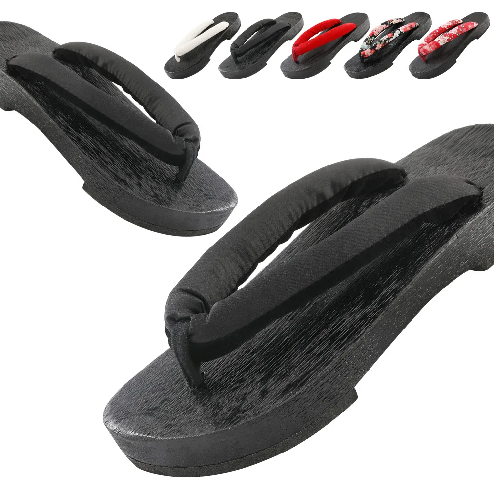 2026 New Summer Women Japanese Style Wooden Clogs Sandals Thick Sole Flip Flops Non-Slip Wear-resistant Home Outdoor Slippers