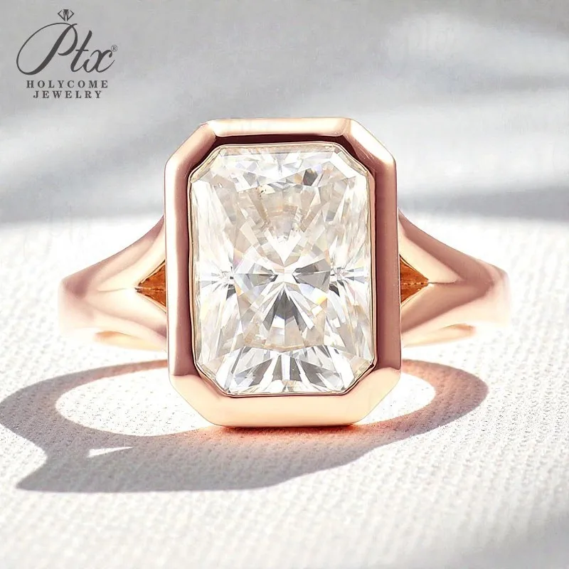 

Moissanite 3Ct Radiant Statement Ring 10K/14K/18K Gold Luxury Solitaire Perfect Wedding Milestone Anniversary Gift