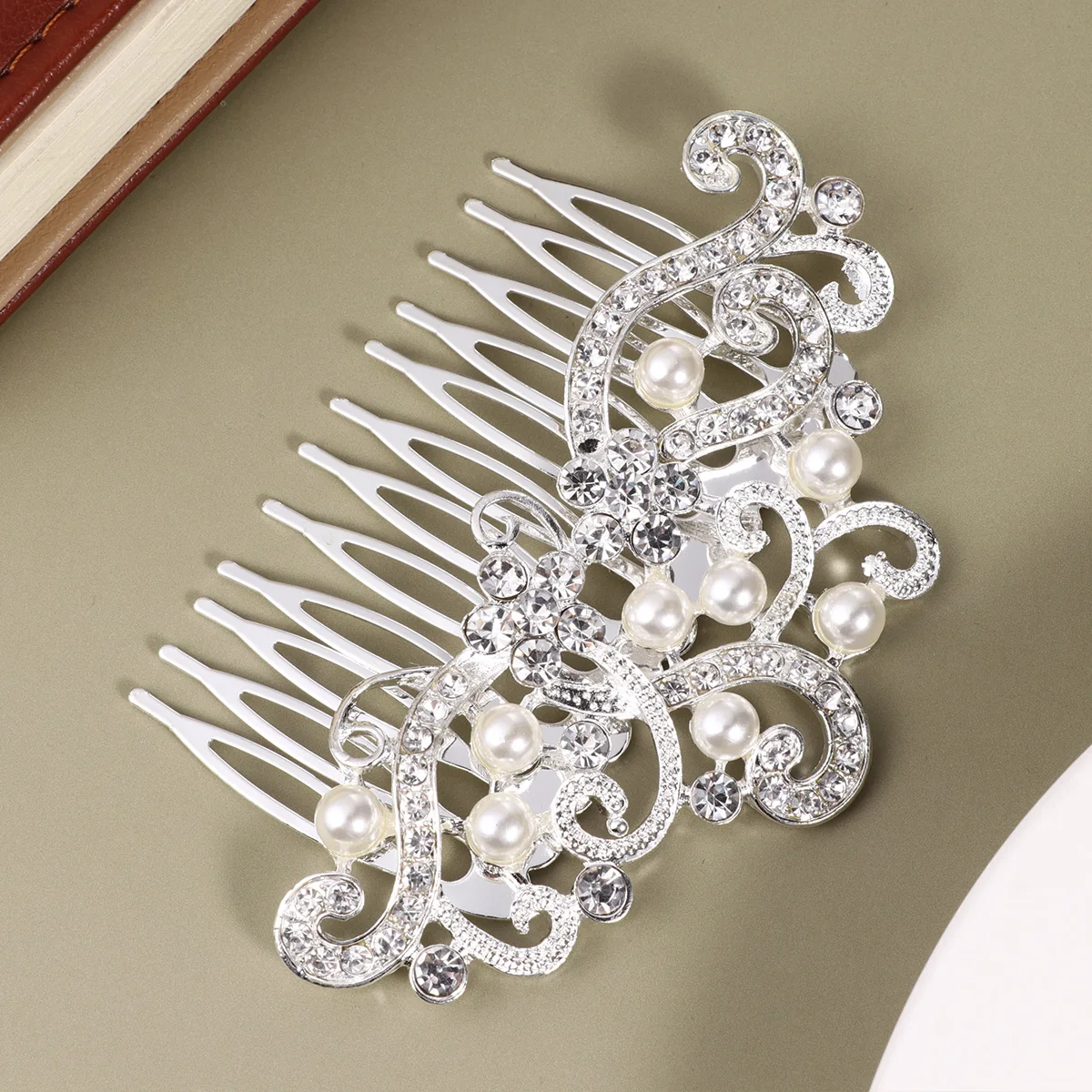 

Pearl Comb Elegant Bride Hair Accessories Rhinestones Wedding Headdress Fashion Headwear Hairstyle Aid Ornament