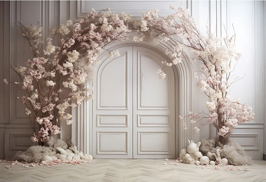 Mehofond التصوير خلفية ريفي الأزهار الأبيض الباب الكبار عيد ميلاد الزفاف الأمومة صورة ديكور خلفية استوديو الصور