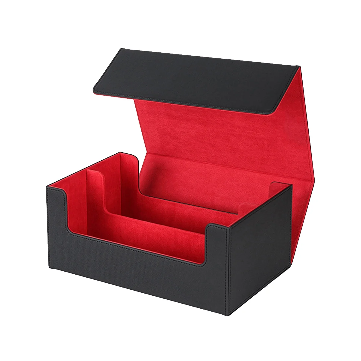 Multifunction Card Box Portable Card Case Organizer Storage Box Top Side-Loading Deck Case Game Cards Hobbies,Black+Red