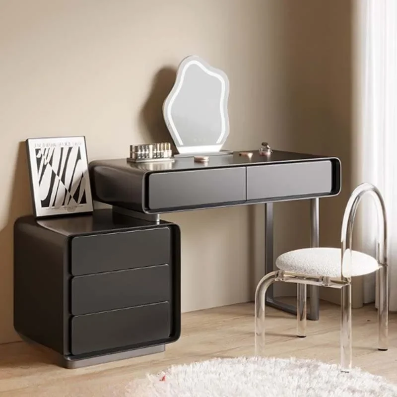 Vintage Black Dressing Table Cabinet Aesthetic Luxury Stool Mirror Dressers Storage Modern Metal Penteadeira Bedroom Furniture