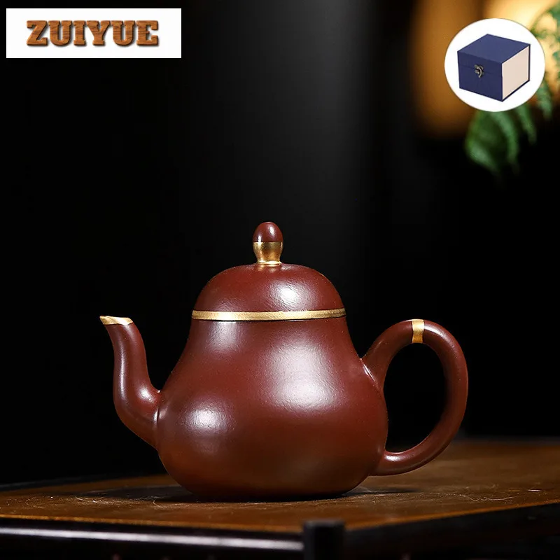 

120ml Boutique Yixing Purple Clay Teapot Handmade Pot Raw Ore Purple Zhu Mud Kettle With Strainer Zisha Tea Set Accessories Gift