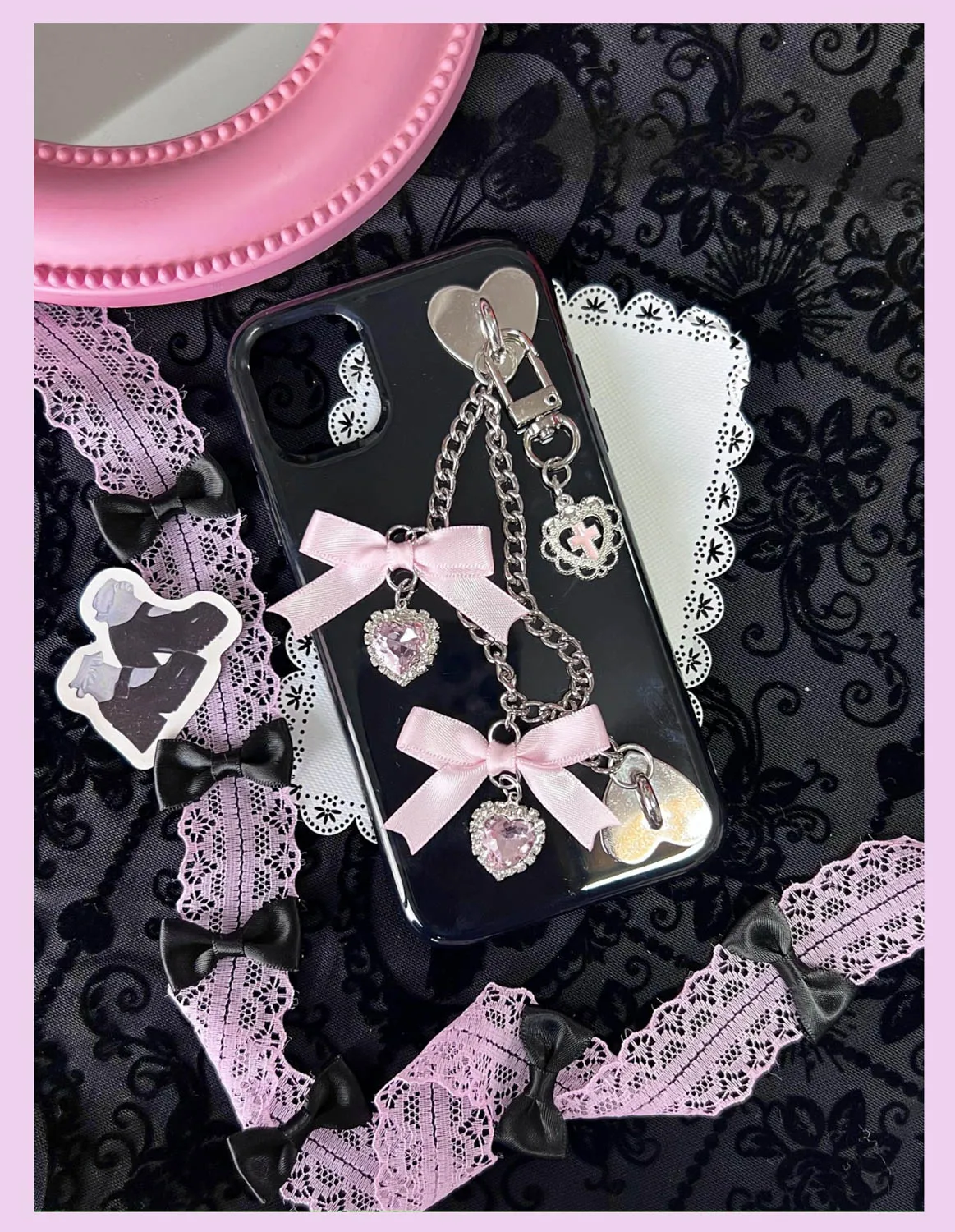 Phone Case For iPhone 16  Pro Max Case 15 14 13 12 11 X XS XR Soft Cover Harajuku Y2k Lolita Girl Rhinestone Iphone Case