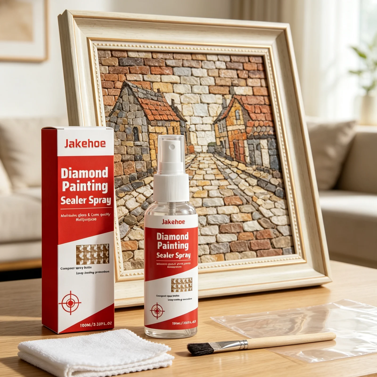 Jakehoe Diamond Painting Sealer Spray Fast Curing Long Lasting Shine Prevent Fading No Yellowing Diamond Art Sealer Spray 100ml