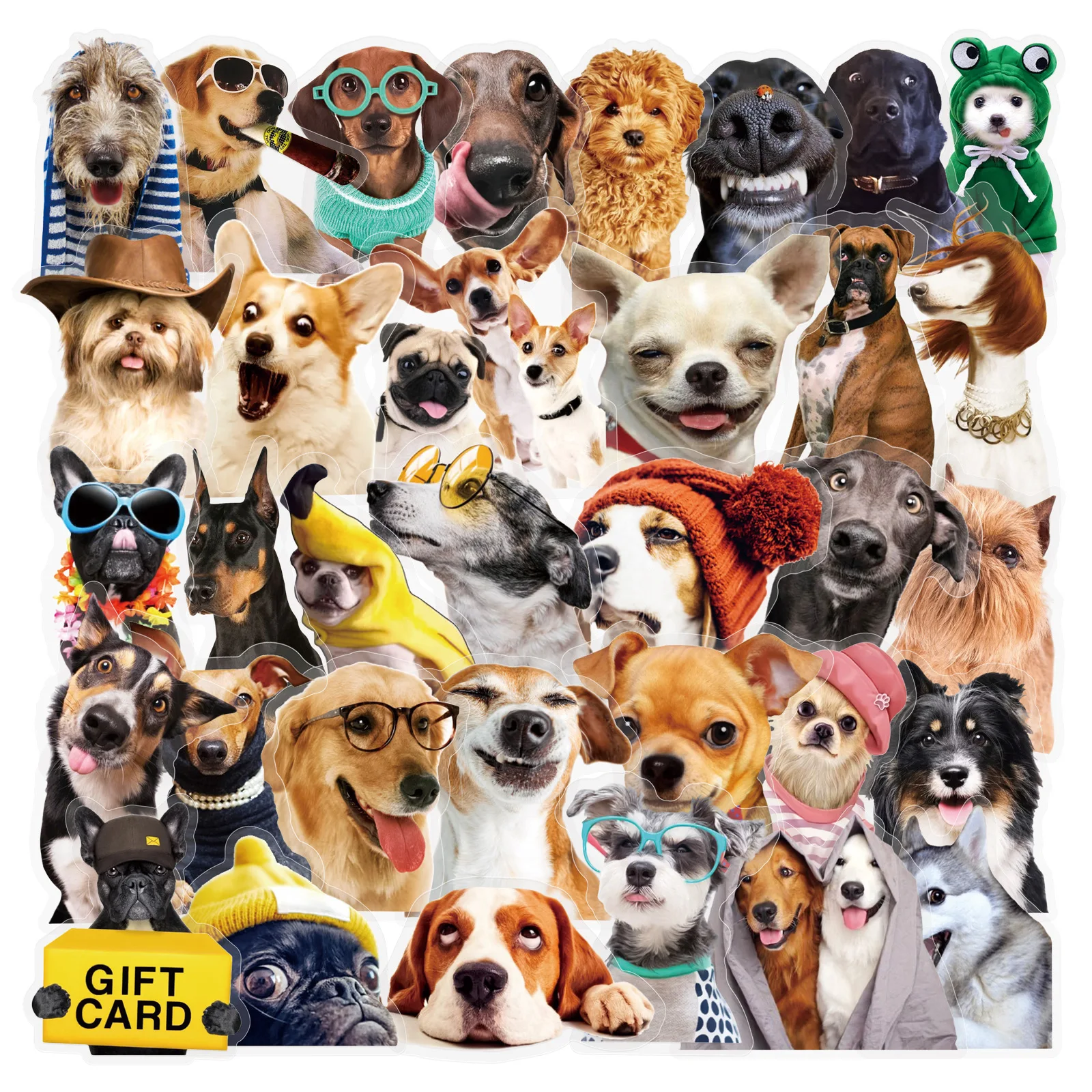 

50PCS Puppy Graffiti Transparent Sticker Cute Pet Can Decorate Mobile Phone Case Tablet Luggage Waterproof Stickers Kids Toy