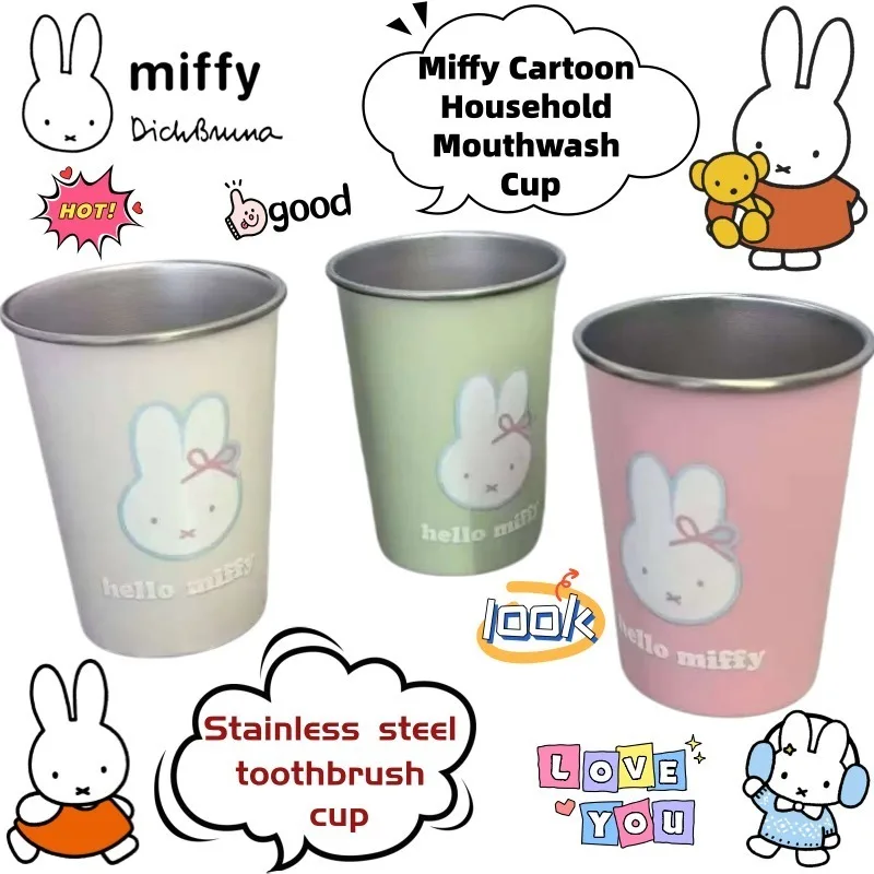 

Miffy Cartoon High Appearance Value Household Mouthwash Cup Creative Cute Animation Peripheral Stainless Steel Toothbrush Cup