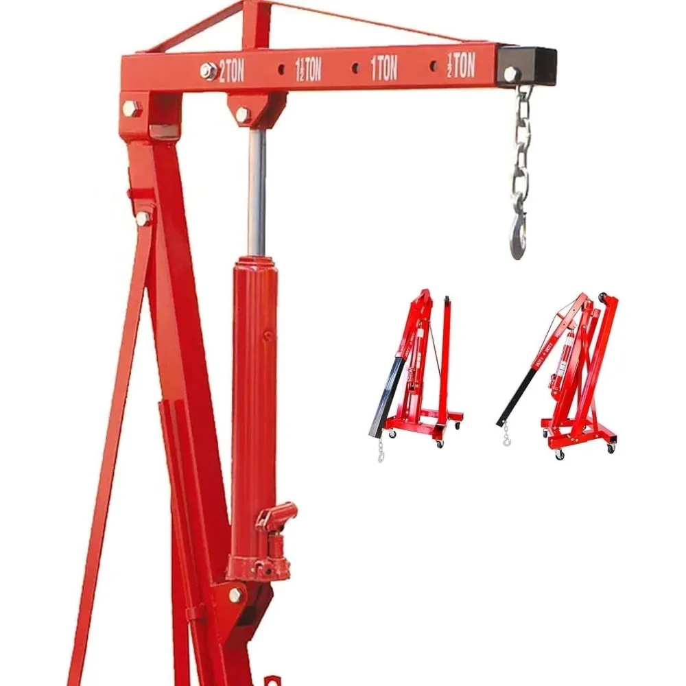 رافعة محرك هيدروليكية قابلة للطي بقوة 4000 رطل، منتقي الكرز شديد التحمل لرفع متجر المرآب، أحمر #2