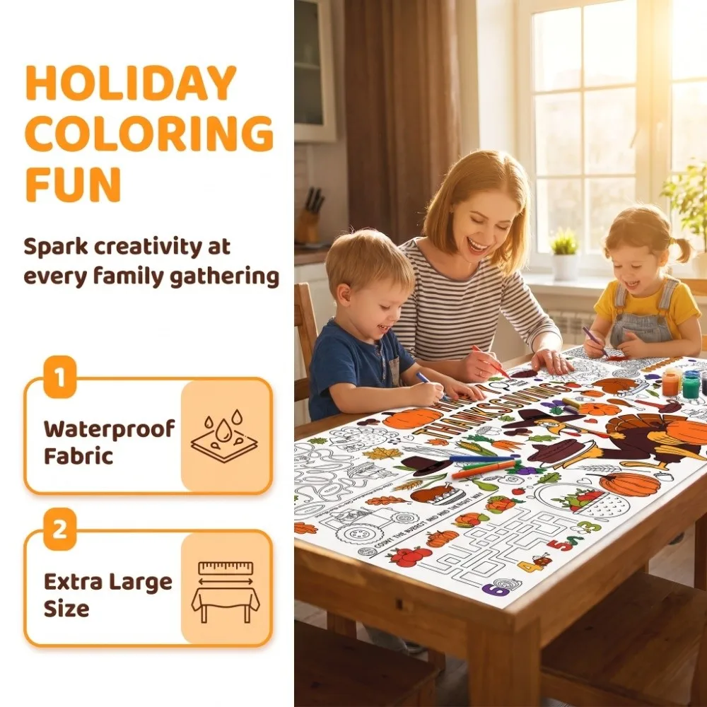 Multi Theme DIY Coloring Tablecloth Drawing Handmade Halloween Christmas Thanksgiving Graffiti Tablecloth Waterproof