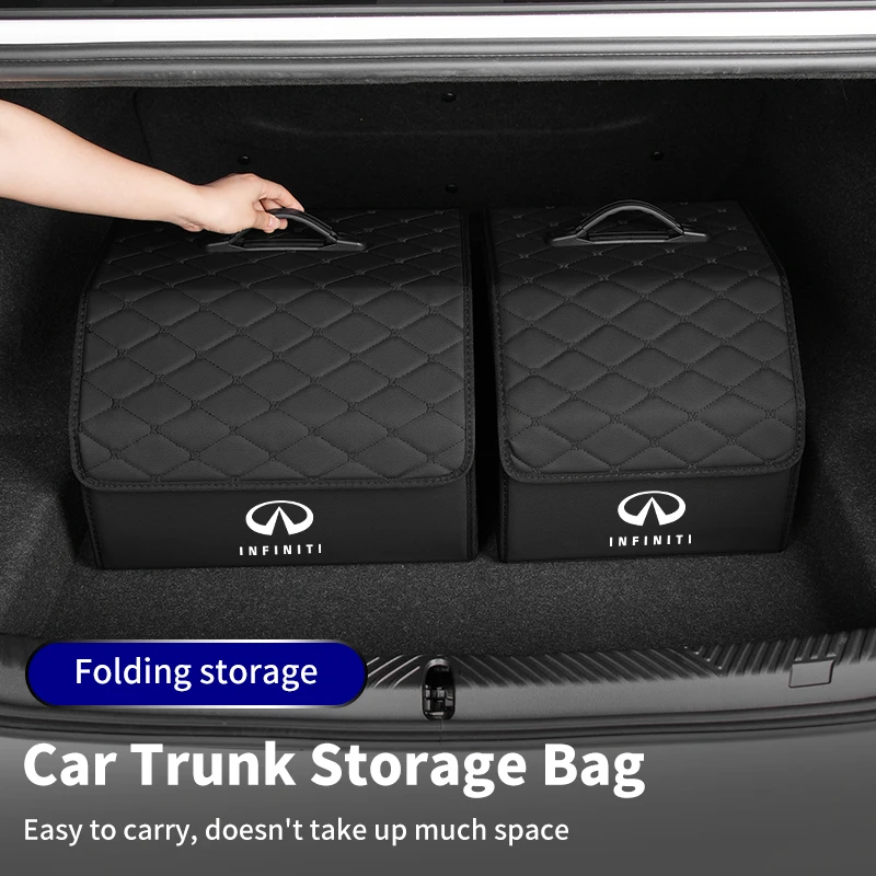 

Кожаный органайзер для багажника автомобиля, сумка для хранения инструментов, укладка, уборка для Infiniti Q50 FX35 Q30 G37 Q70 QX70 G35 Q60 QX50 QX60 QX80