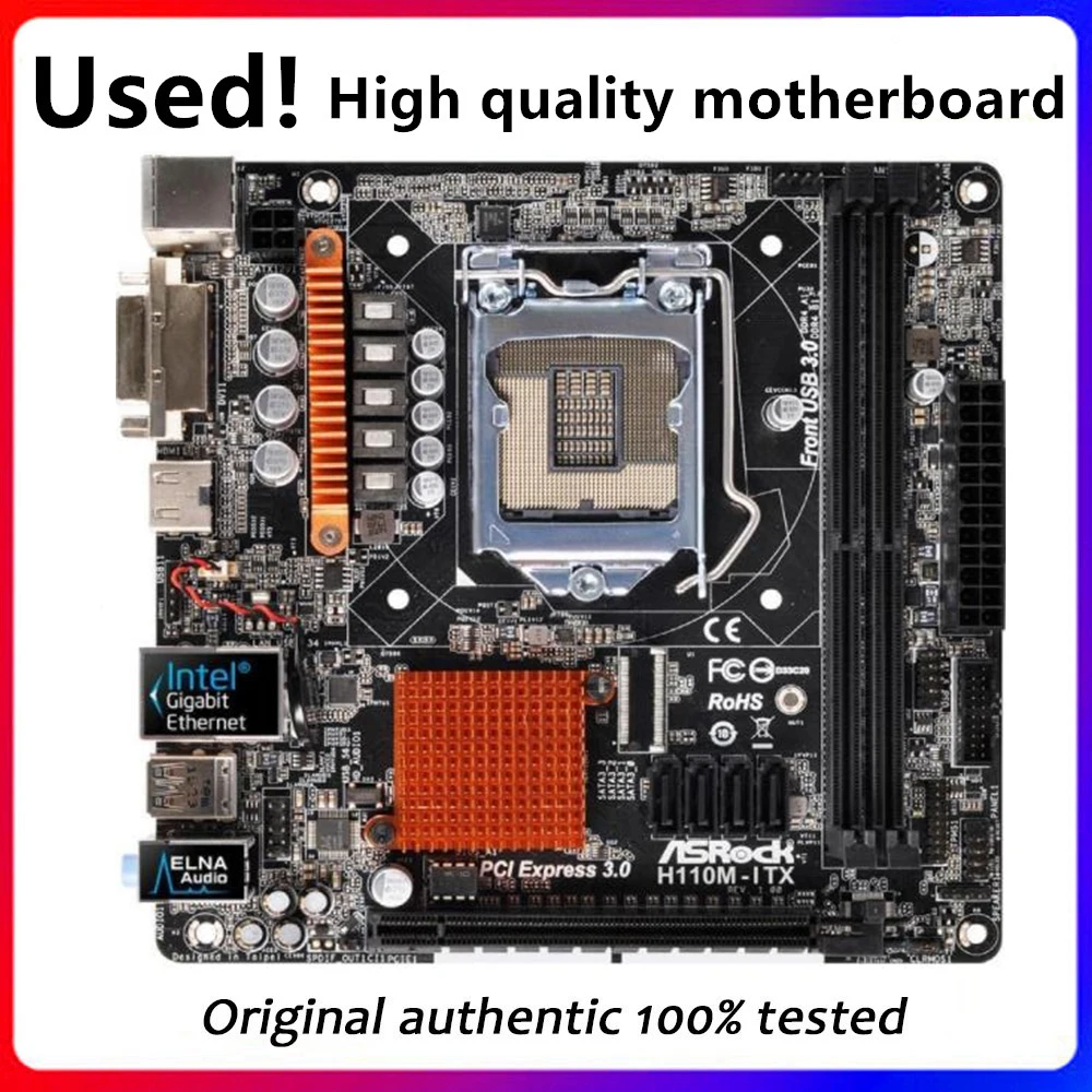 

Для ASRock H110M-ITX MINI ITX оригинальный б/у настольный компьютер Intel H110 DDR4 32 ГБ материнская плата LGA 1151 USB3.0 SATA3