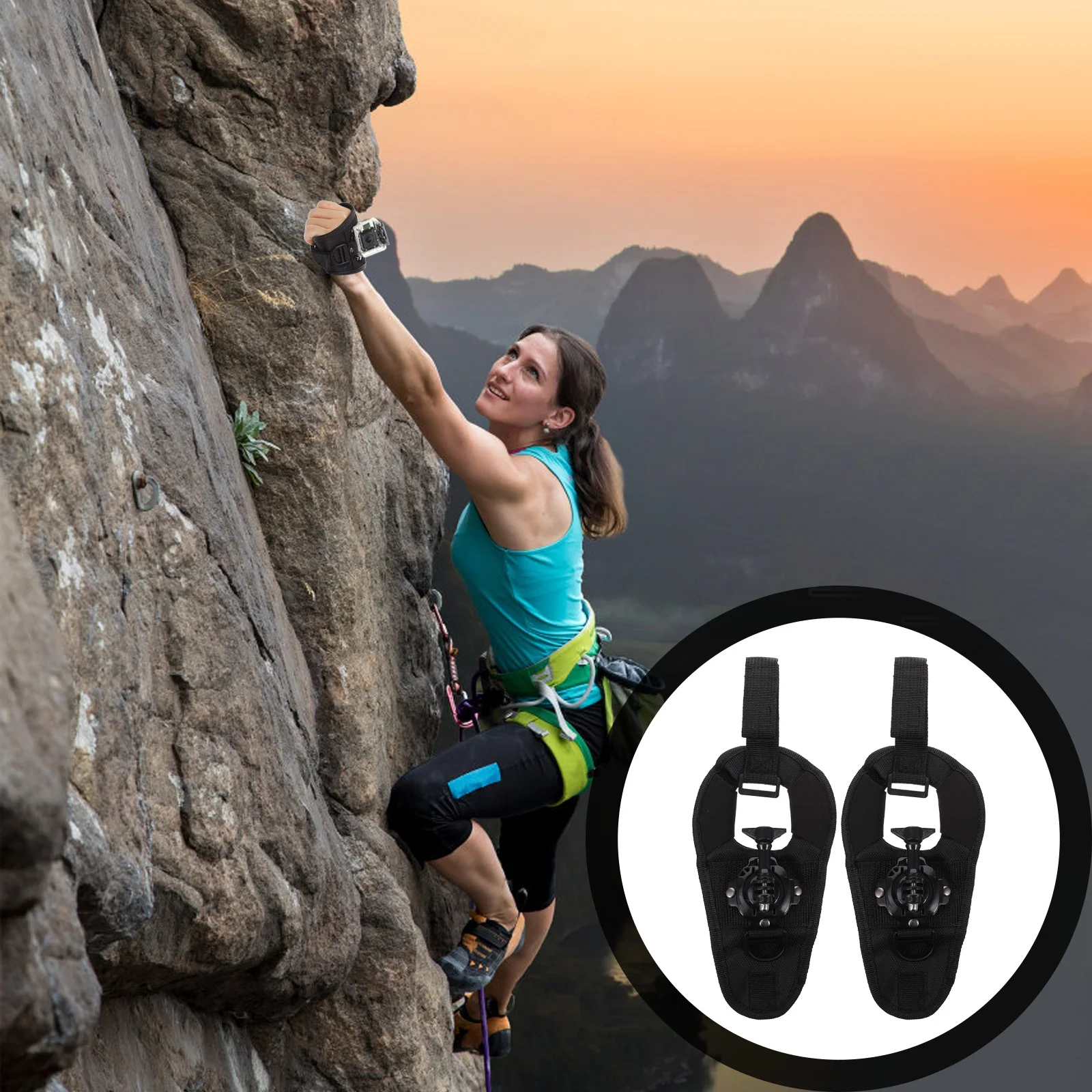 2pcs Action Camera Wrist Strap Mount Rotary Locking Nylon Arm Band For Cycling Skydiving Bungee Football Camera Holder Hand