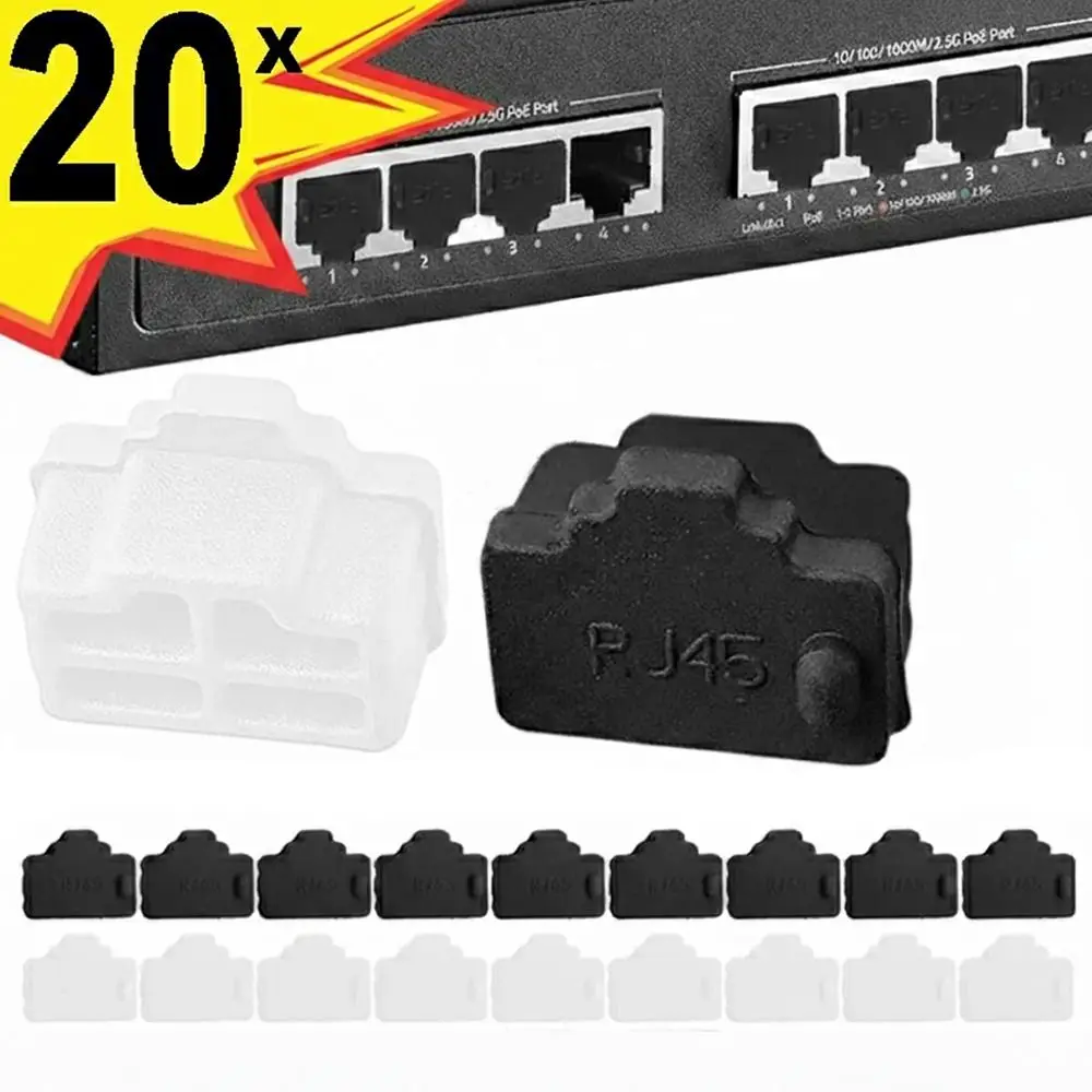 New Silicone RJ45 Dustplugs Durable Black Transparent RJ45 Dust Cap Port Protector Plug