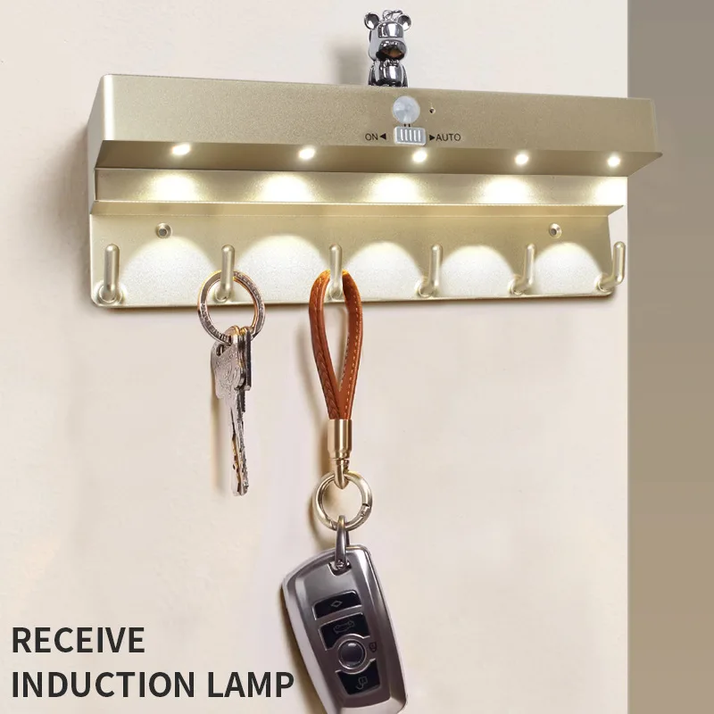 LED Home Sensor Light, Hats, Hooks, Shelves, Human Body Induction Night Light, Dry Battery Storage Wall Lamp