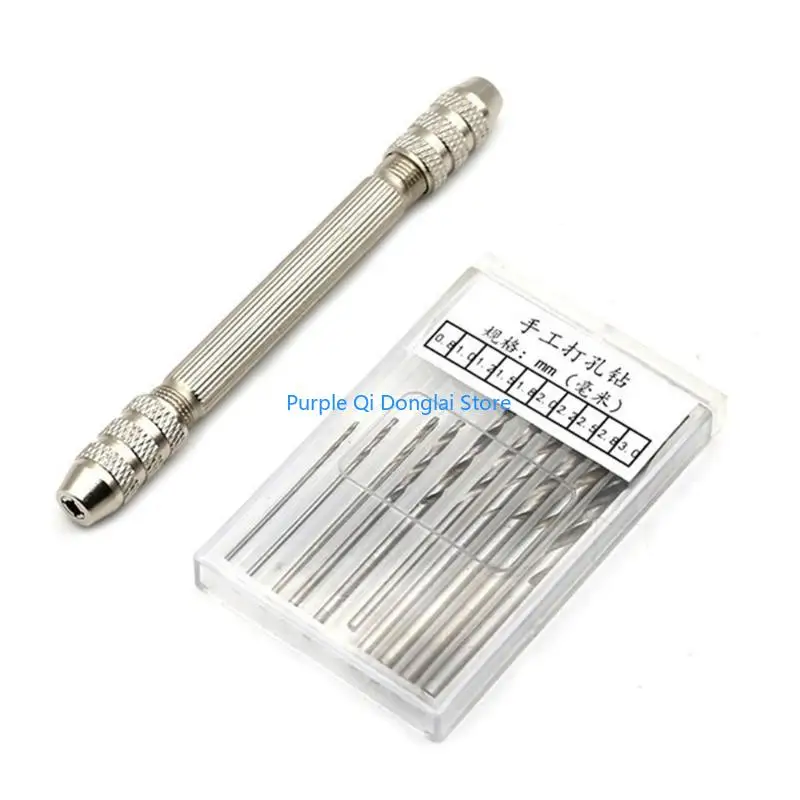 L21E Double End Pin Vise Hand Chuck + Micro Twist Drill Bit Jewelry Watch Repair Tool
