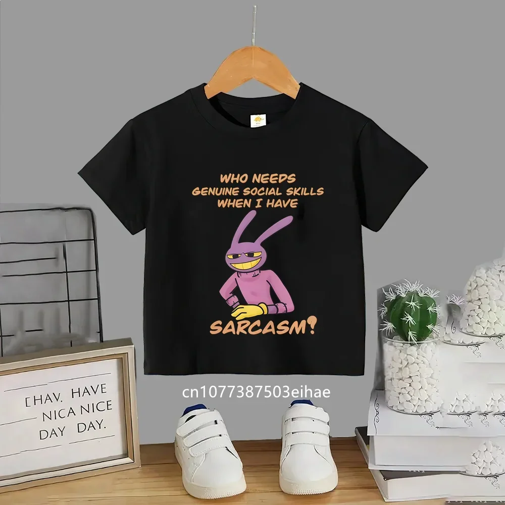 The Amazing Digitals Circus Cartoon Kids Cotton T-Shirt, Breathable Short Sleeve Tops, Boys Girls Outdoor Casual Summer Outfit