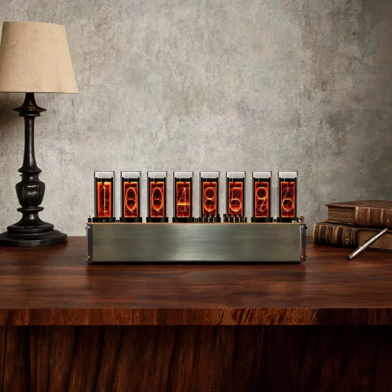 Nixie Tube Table Clocks Vintage Industrial Desk Clocks Multi‑function Wifi Digital Alarm Clock Creative Desktop Decorations
