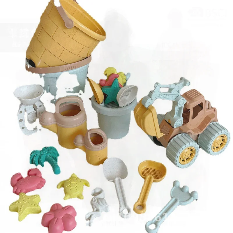 Nordic Denmark 20-Piece Children's Beach Toy Set with Sand Shovel Water Digging Tools Thickened Anti-Fall Plastic for Ages 3-6