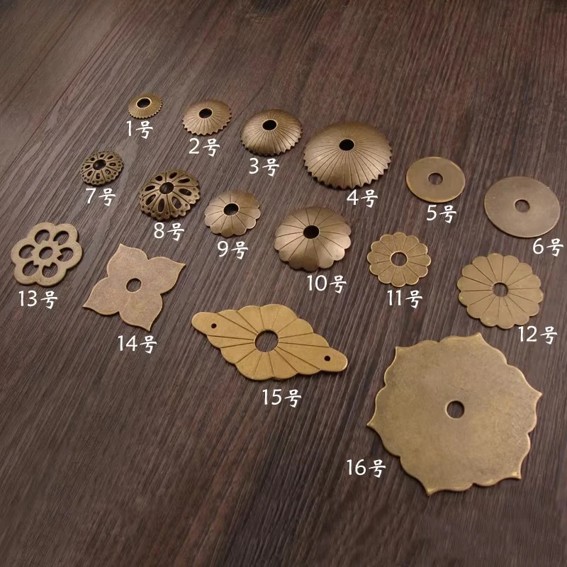 Chinese Antique Solid Copper Boss Washer with Plum Flower Pattern for Vintage Furniture Hardware