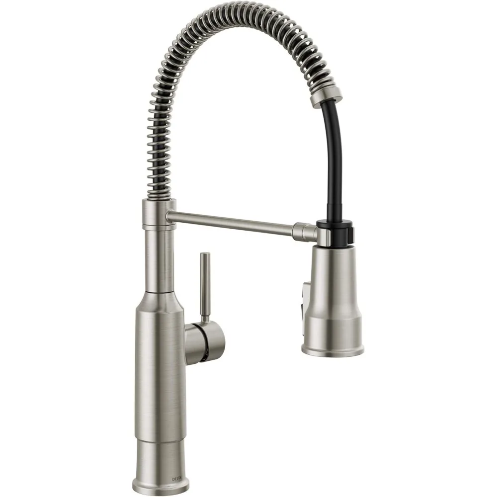 

Delta Theodora Pro-Style Pull-Down Spray Kitchen Faucet in Brushed Nickel for Single Hole Sink