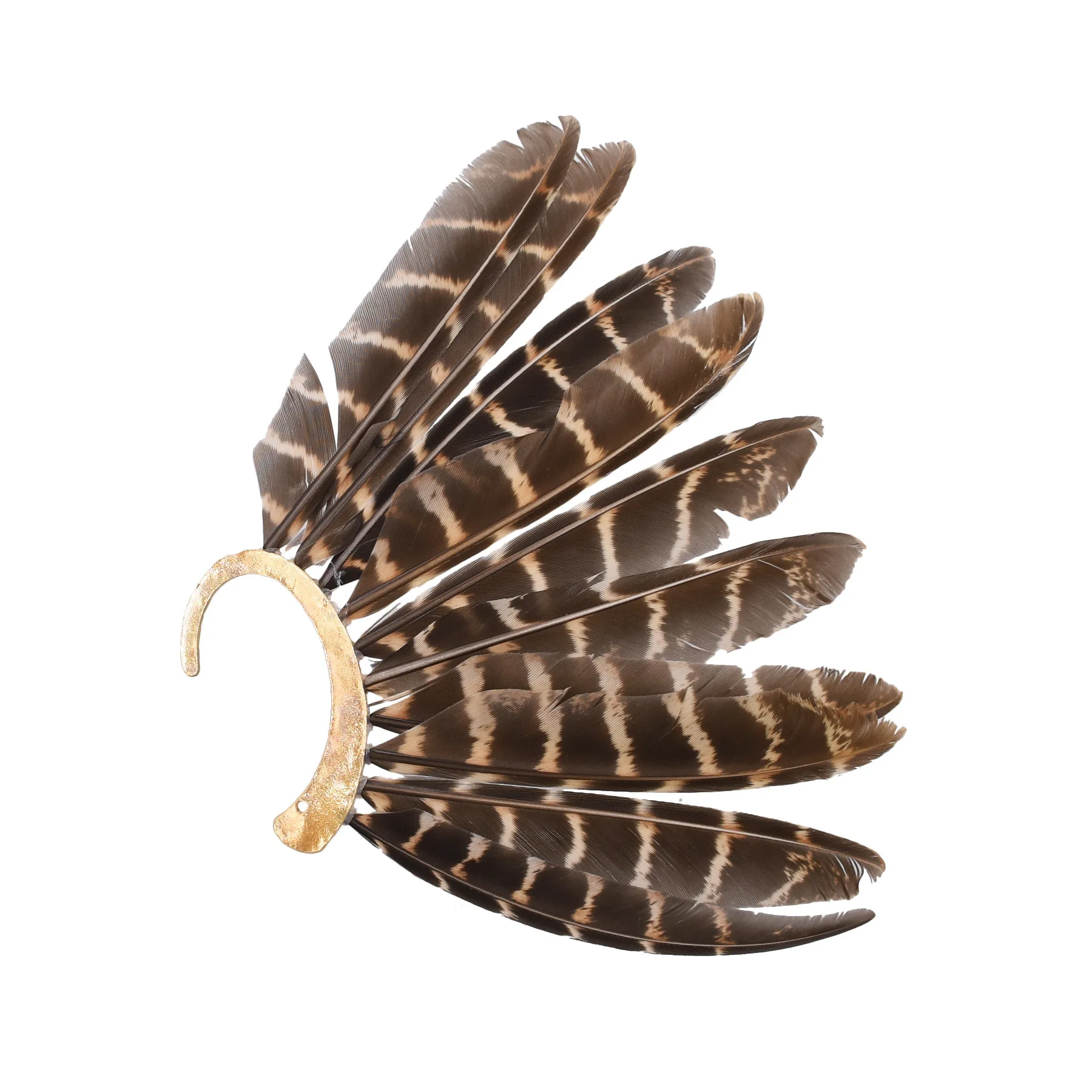 

Коричневые длинные серьги-каффы с перьями для женщин и мужчин, в африканском и индийском стиле, без прокола, с креплением-клипсой, украшения