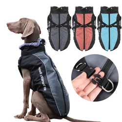 Waterproof Dog Clothes Winter Large Dog Coat With Harness Furry Collar Warm Pet Clothing Dog Jacket Labrador Bulldog Costumes