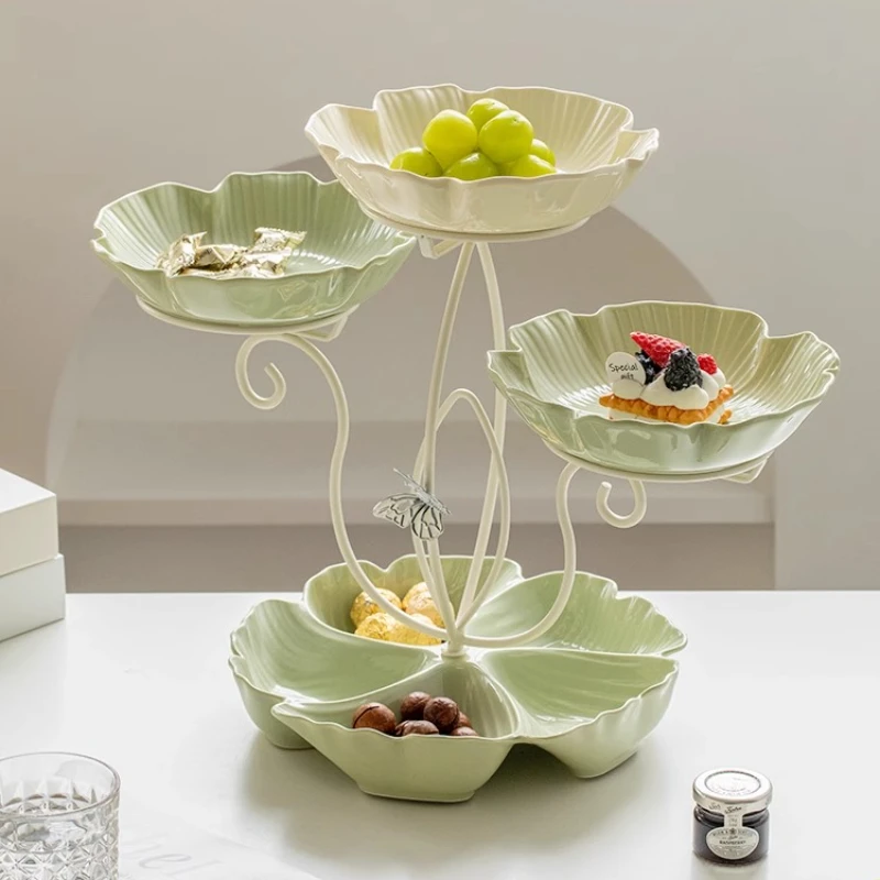 

multi-layer flower-shaped dried fruit plate, light luxury in the New Year's living room, multi-layer snack storage box
