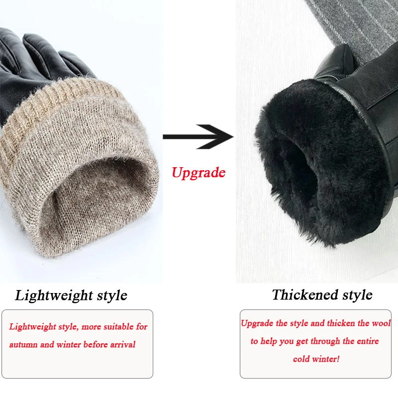 2024 Upgraded Thickening Winter Warm Glove, Leather Gloves for Men and Women , Wool Lining, Comfortable and Warm, Touch Screen