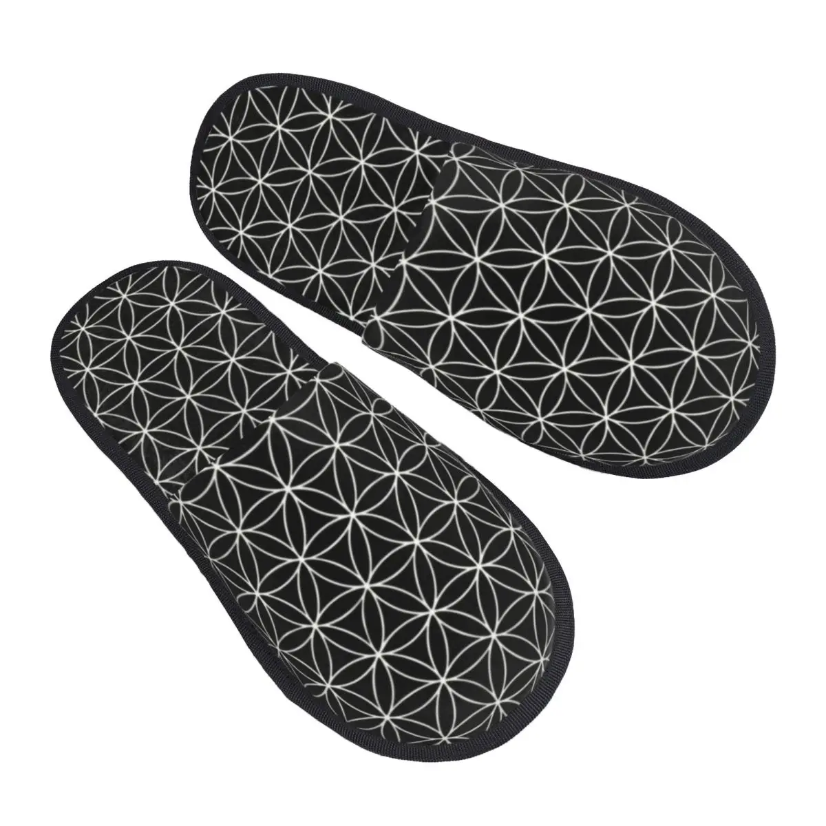 Custom Trendy Sacred Geometry Flower Of Life House Slippers Women Comfy Memory Foam Mandala Slip On Bedroom Slipper Shoes