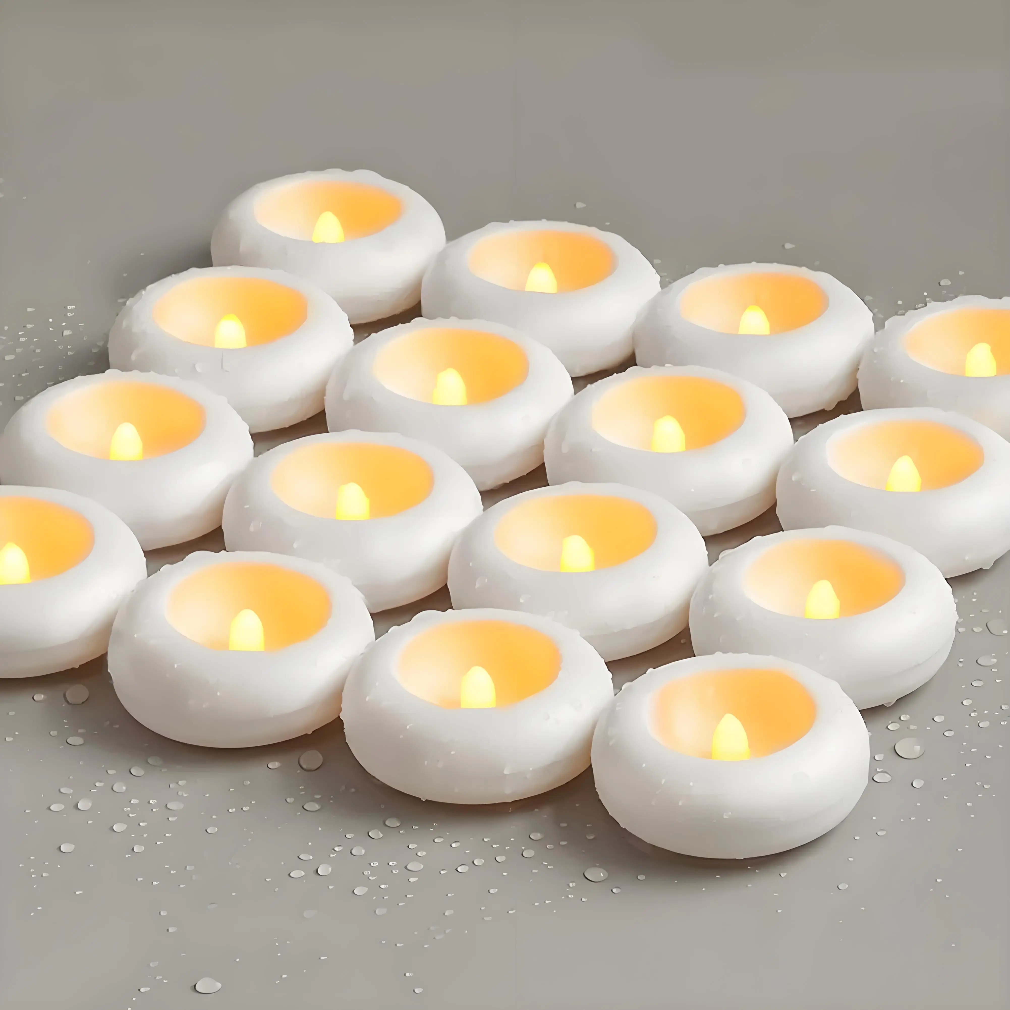 12/24Pcs Flameless LED Floating Candles Waterproof Flameless Tea Lights Flickering Lighting for Pool Bathtub Bath Wedding Decor