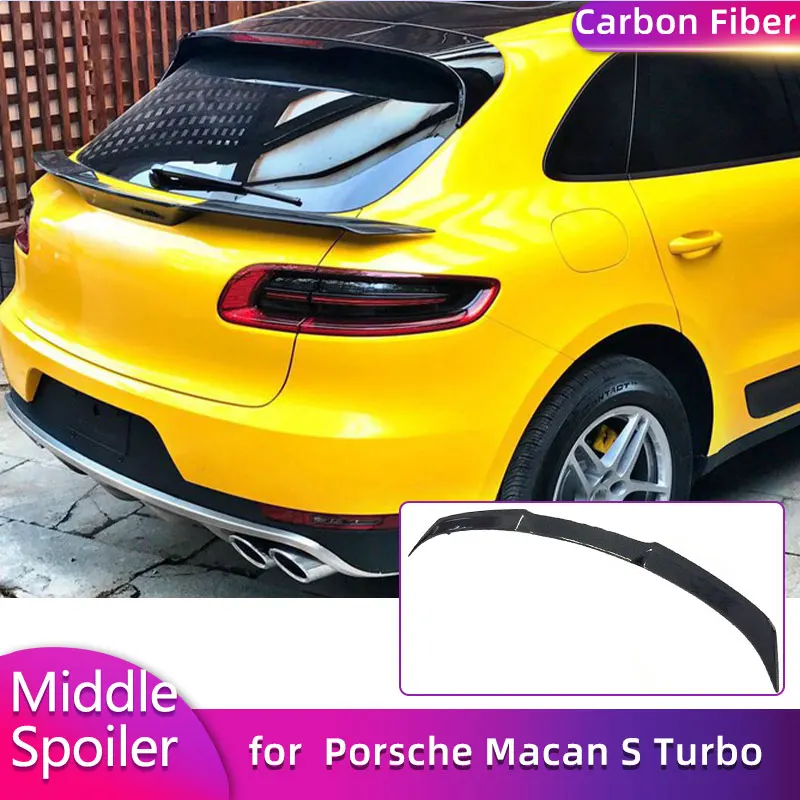 Pełny spojler środkowy na klapę bagażnika z włókna węglowego do Porsche Macan S Turbo Sport 2014-2020, lotka/spoiler środkowy na tylną klapę.