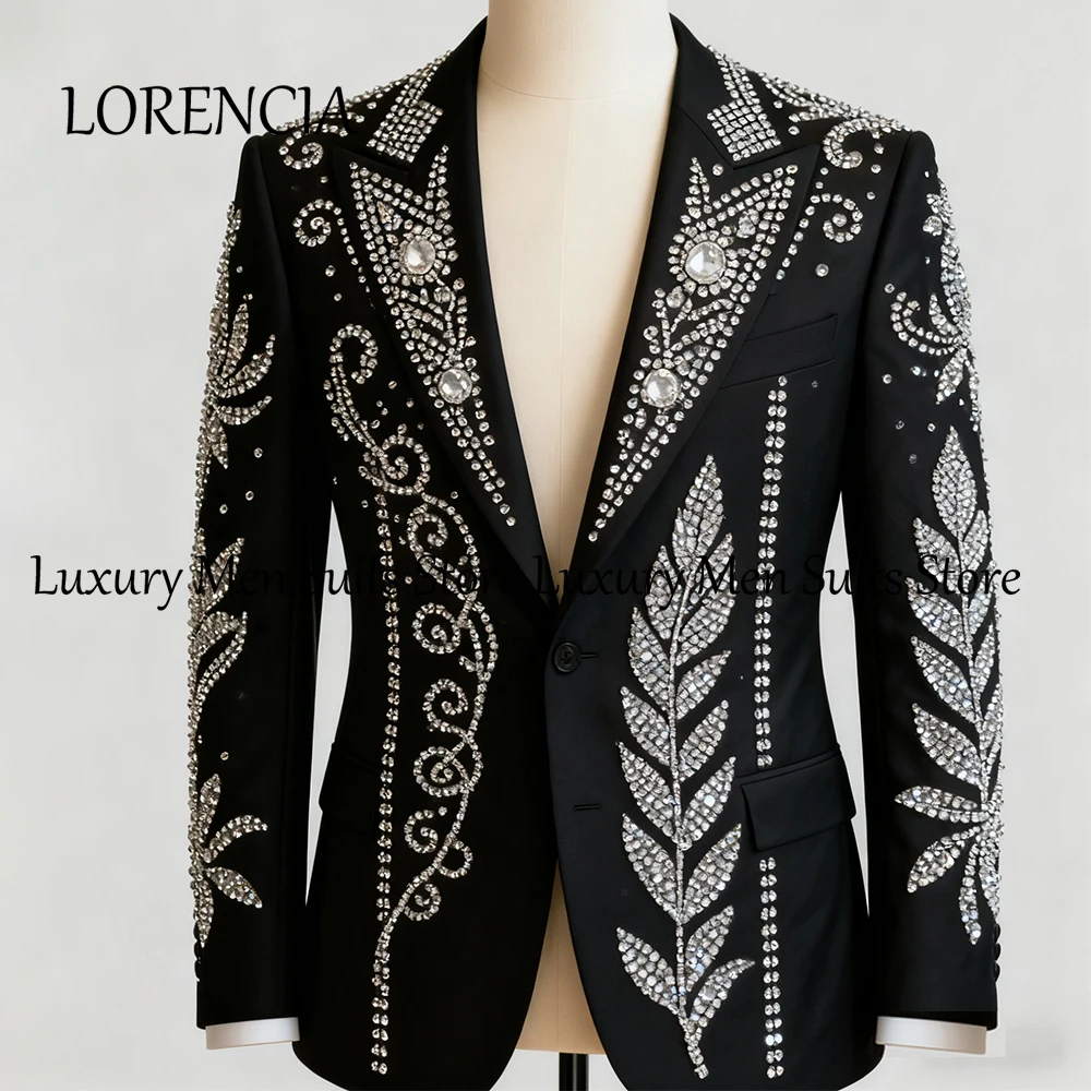 

Sparkling Crystal Suits for Men 2 Pieces Single Breasted Tuxedos Wedding Party Gown 2025 Customized Blazer Pants zomerset heren