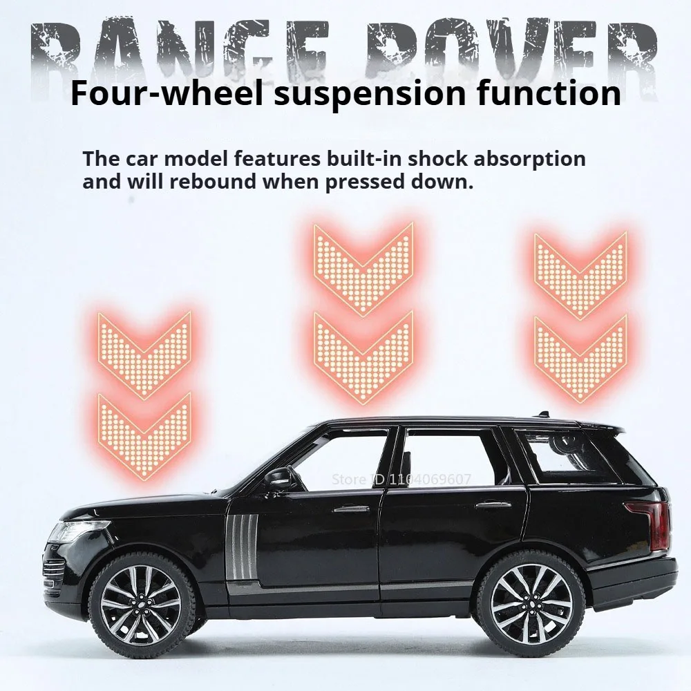 Modèle de voiture Land Range Rover Defender 1:24, jouets en alliage moulé sous pression, portes d'absorption des chocs, décoration ouverte, véhicules tout-terrain