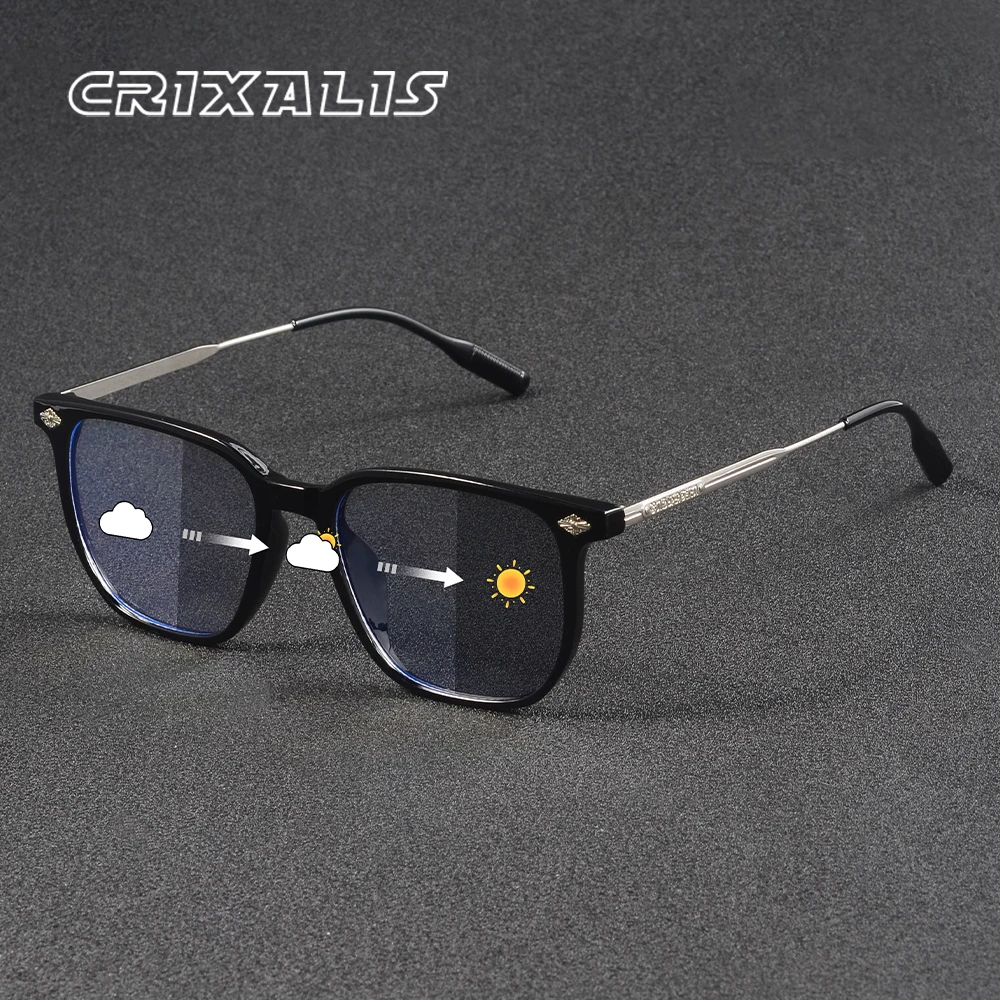 CRIXALIS Photochrome klassische Vintage-Sonnenbrille für Damen und Herren, Metallrahmen-Design, Sonnenschein-Laufbrille, UV400-Schirm