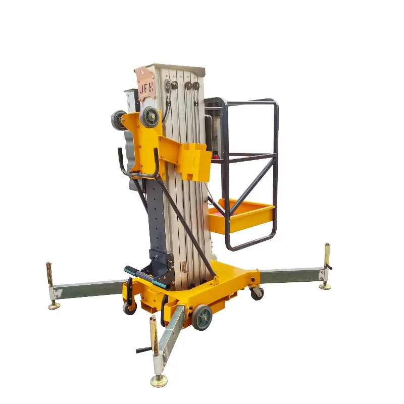 Aluminum Alloy Electric Lift Platform Mobile Elevator 4m 6m 8m 10m Single Mast Vertical Lifting Work Platform 100-150kg Capacity