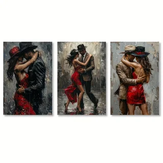 Framed Canvas Wall Art Set Romantic Abstract Tango Dancing Couple Print Modern Contemporary Ready‑to‑Hang Decor for Living Room