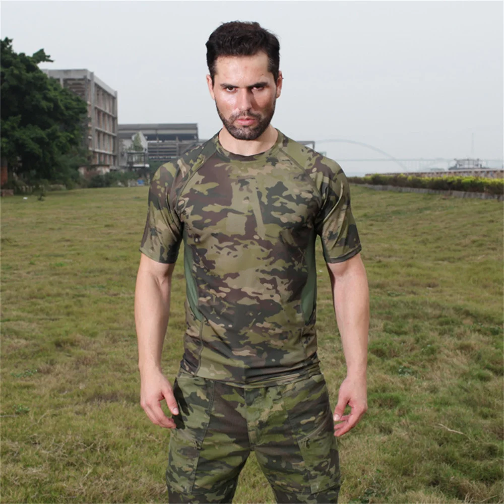 Imagem -03 - Camuflagem Tática Preta Masculina T-shirt Moletom de Combate Roupas de Caça Quickdry Táticas ao ar Livre Camping T-shirt