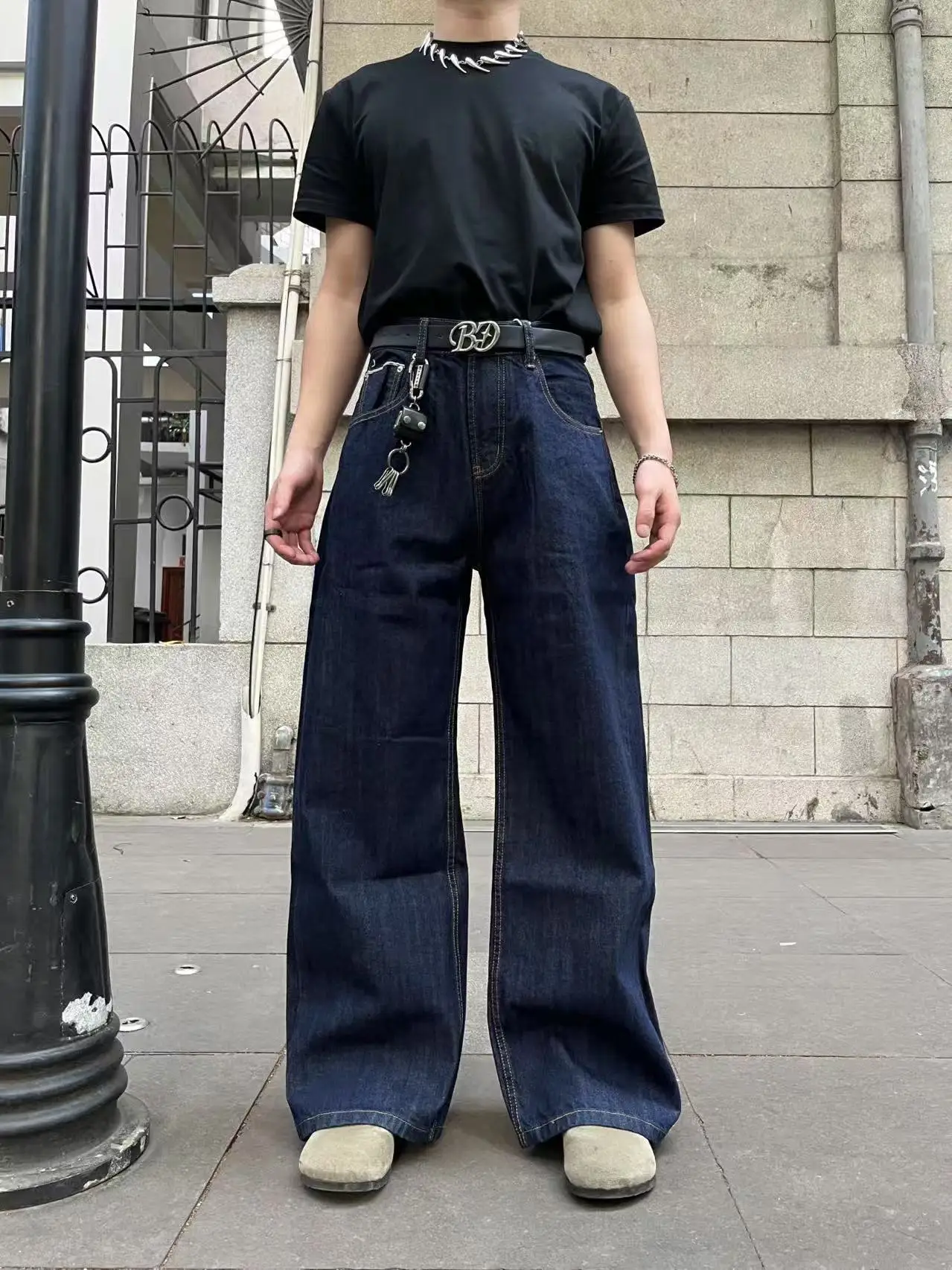 

Джинсы Deep Blue American Retro A-Line с широкими штанинами, оригинальные, красные, с отворотами, повседневные, прямого кроя, для подростков