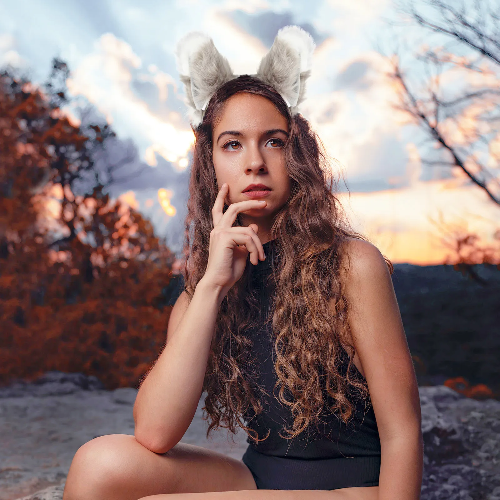 

2Pcs Fox Ear Hair Hoops Lightweight Comfortable Fit High-Quality Cloth Material Bendable Design for Costume Accessories Photo